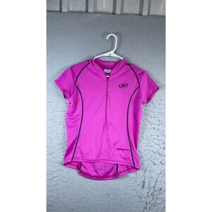 Performance Cycling Jersey Womens Medium Pink Good Short Sleeve 1/4 Zip Pocket